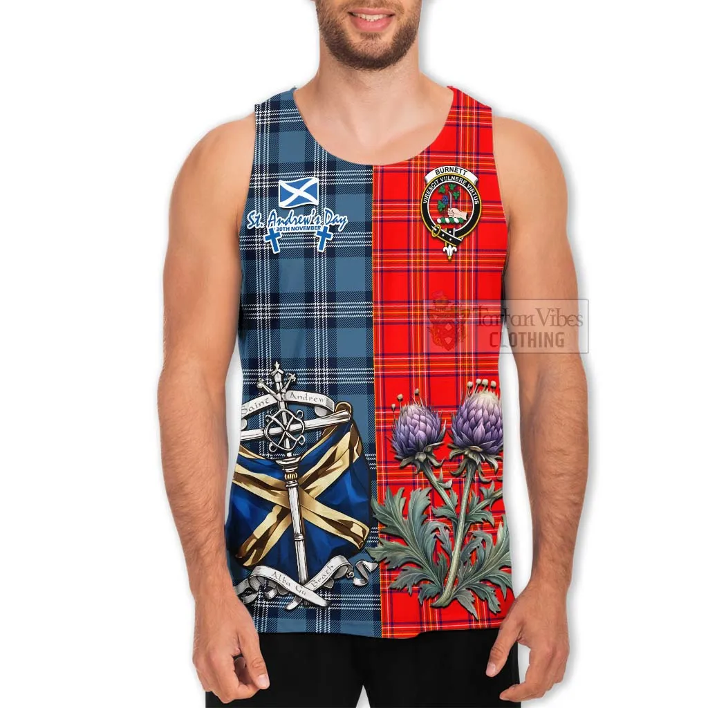 Burnett Tartan Men's Tank Top Happy St. Andrew's Day Half Tartan Style