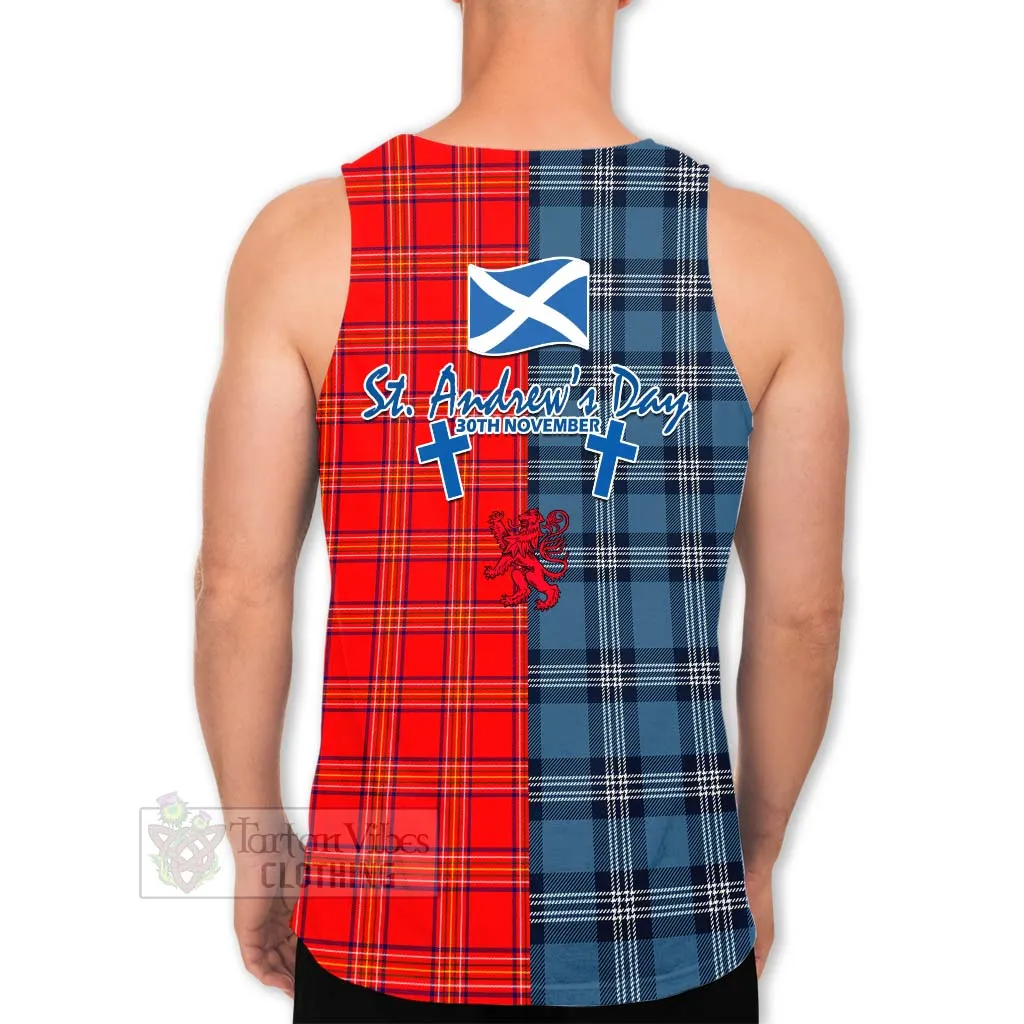 Burnett Tartan Men's Tank Top Happy St. Andrew's Day Half Tartan Style