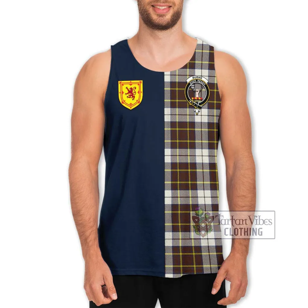 Burns Battalion Weathered Tartan Men's Tank Top Alba with Scottish Lion Royal Arm Half Style