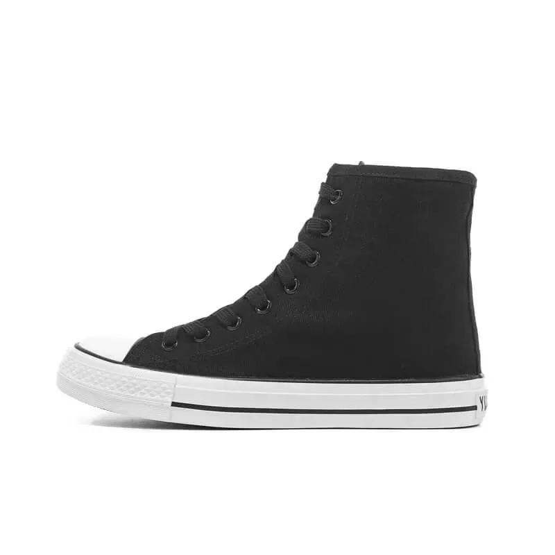 Canvas Women Lace-up Mid Calf Sneakers / Female Shoes in Rock Style