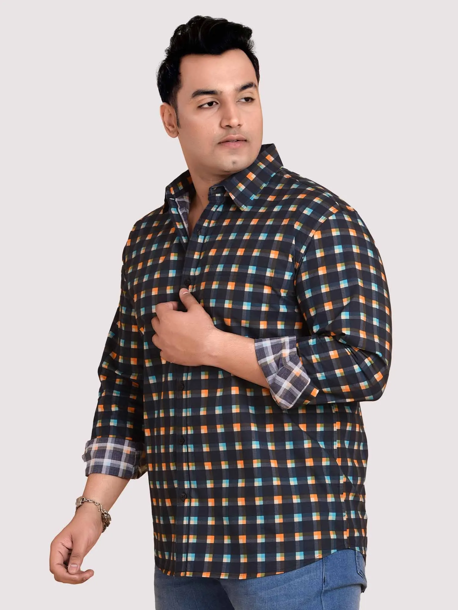 Checks Train Printed Full sleeve Men's Plus size