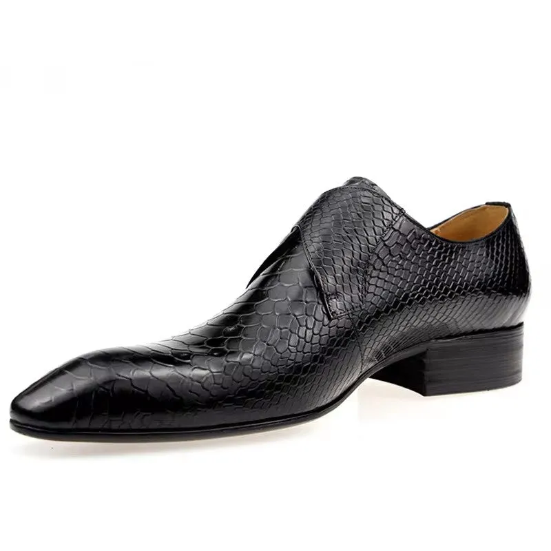 ChicLeather Embossed Monkstrap Dress Shoes