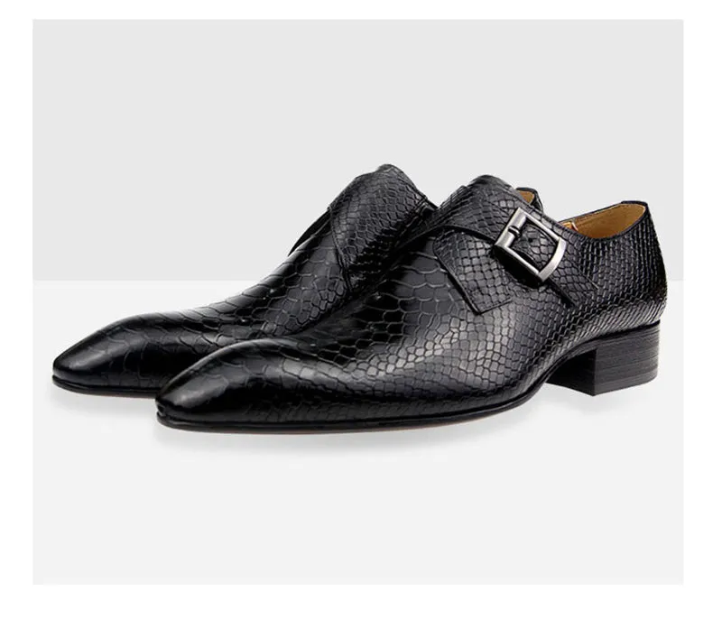 ChicLeather Embossed Monkstrap Dress Shoes