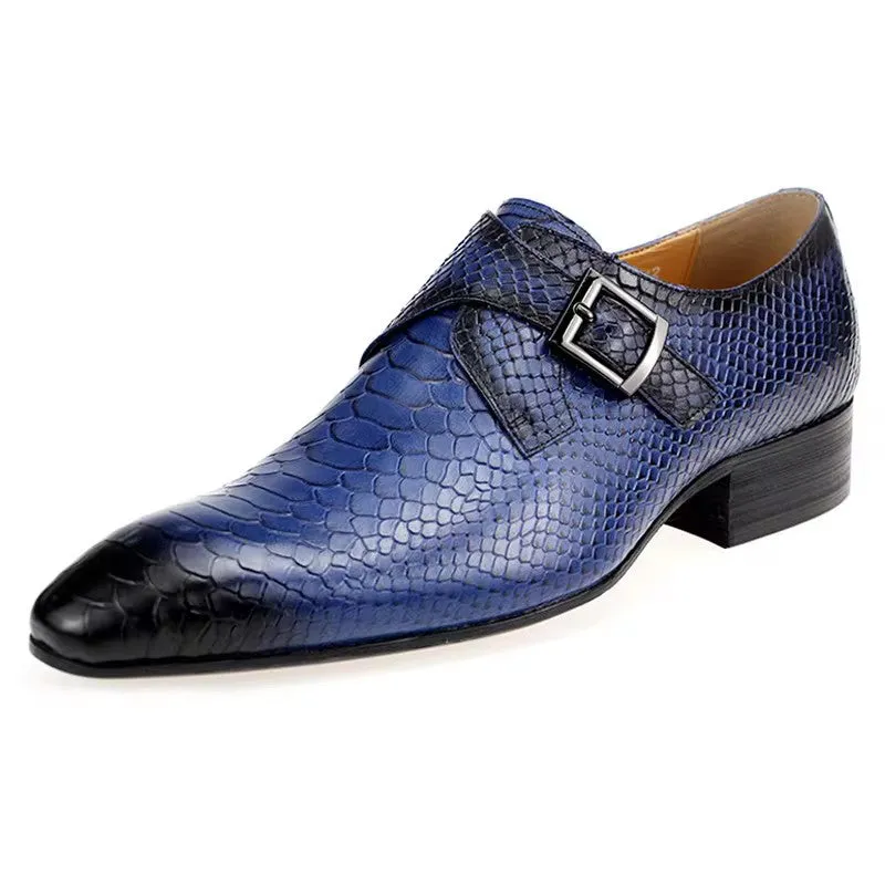 ChicLeather Embossed Monkstrap Dress Shoes