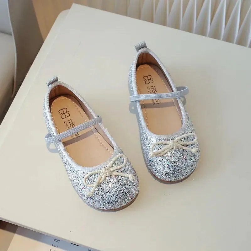 Children's Casual Shoes for Girls - Leather Sequins Flats - TSS279