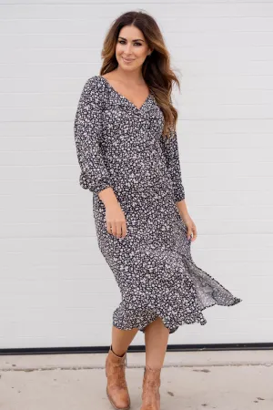 Classic Blossoms Twist Top Midi Dress