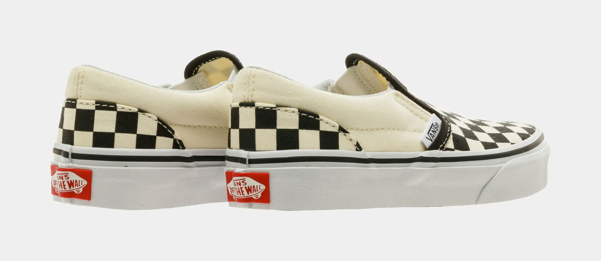 Classic Slip On Checkerboard Preschool Skateboarding Shoe (Black/White)