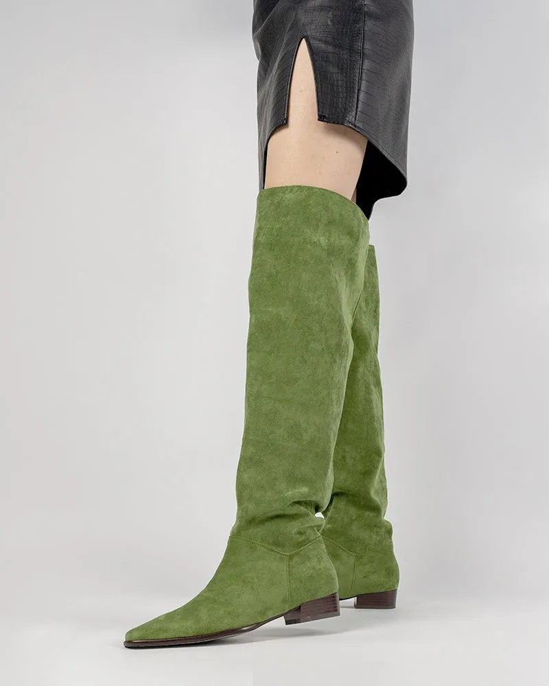 (Clean Up) Wide Calf Knee High Pull On Fall Weather Winter Boots