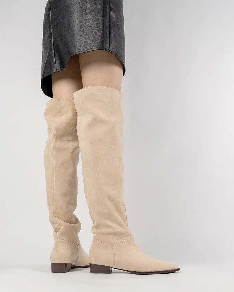 (Clean Up) Wide Calf Knee High Pull On Fall Weather Winter Boots