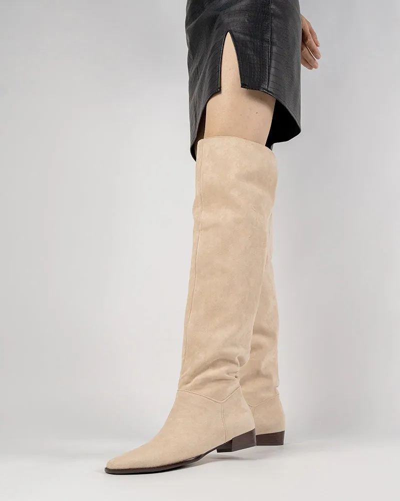 (Clean Up) Wide Calf Knee High Pull On Fall Weather Winter Boots