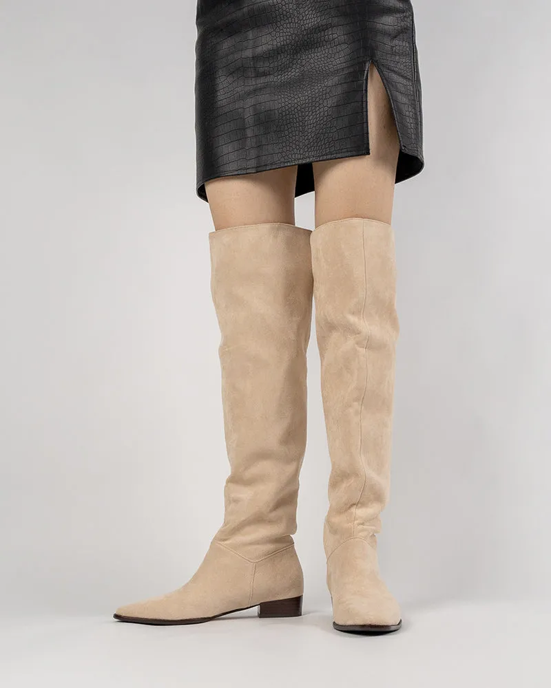 (Clean Up) Wide Calf Knee High Pull On Fall Weather Winter Boots