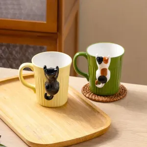 Cute Climbing Cat Ceramic Mug