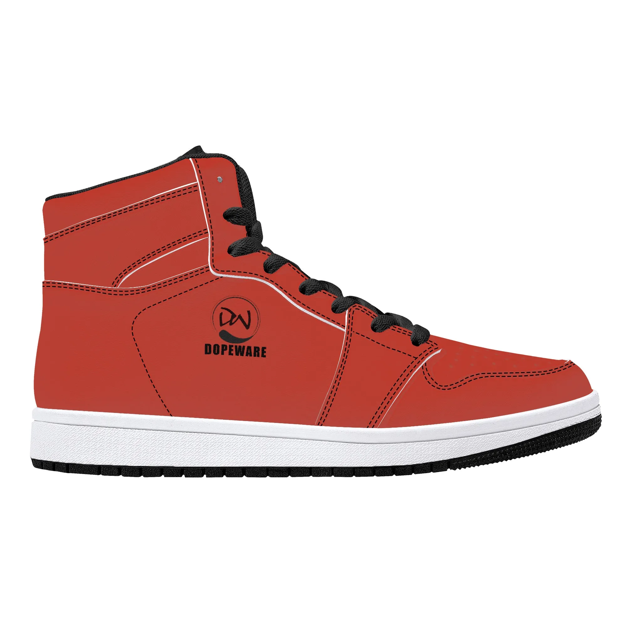 D16 High-Top Leather Sneakers - Red