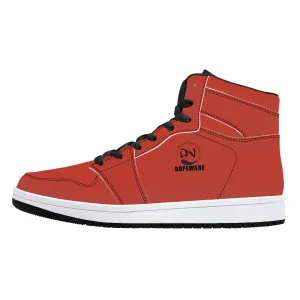 D16 High-Top Leather Sneakers - Red