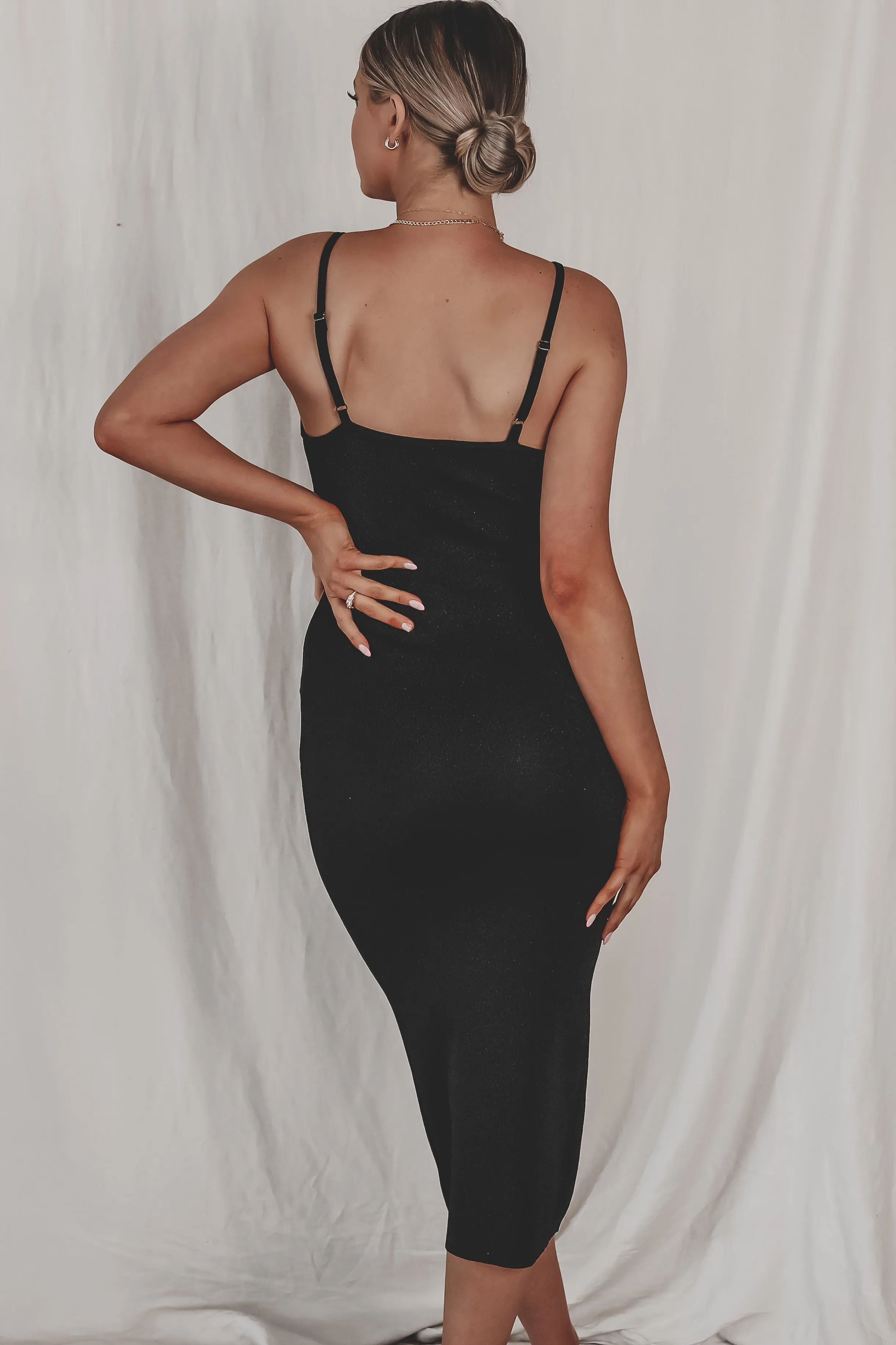 DEAL Black Tie Affair Black Midi Dress