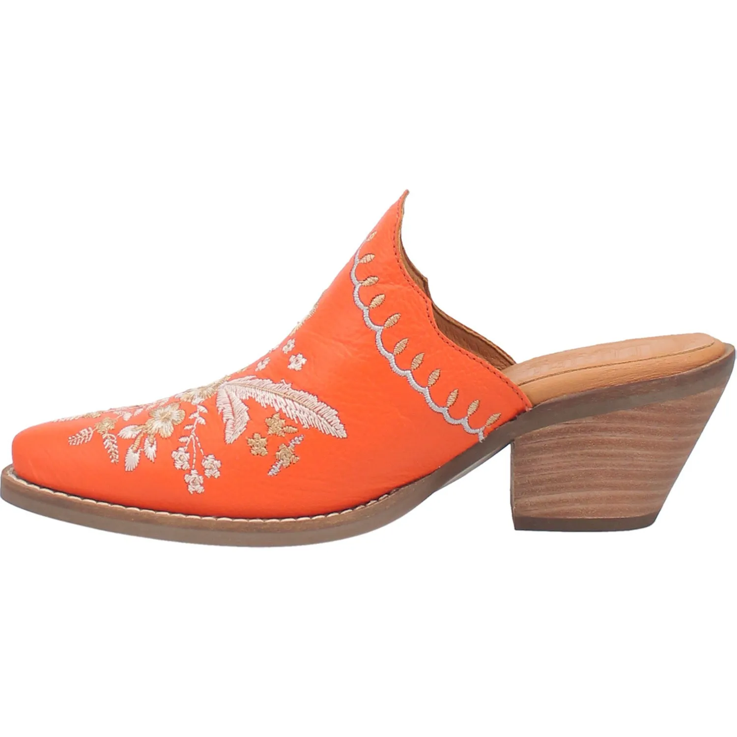 Dingo Womens Wildflower Mule Mule Shoes Leather Orange