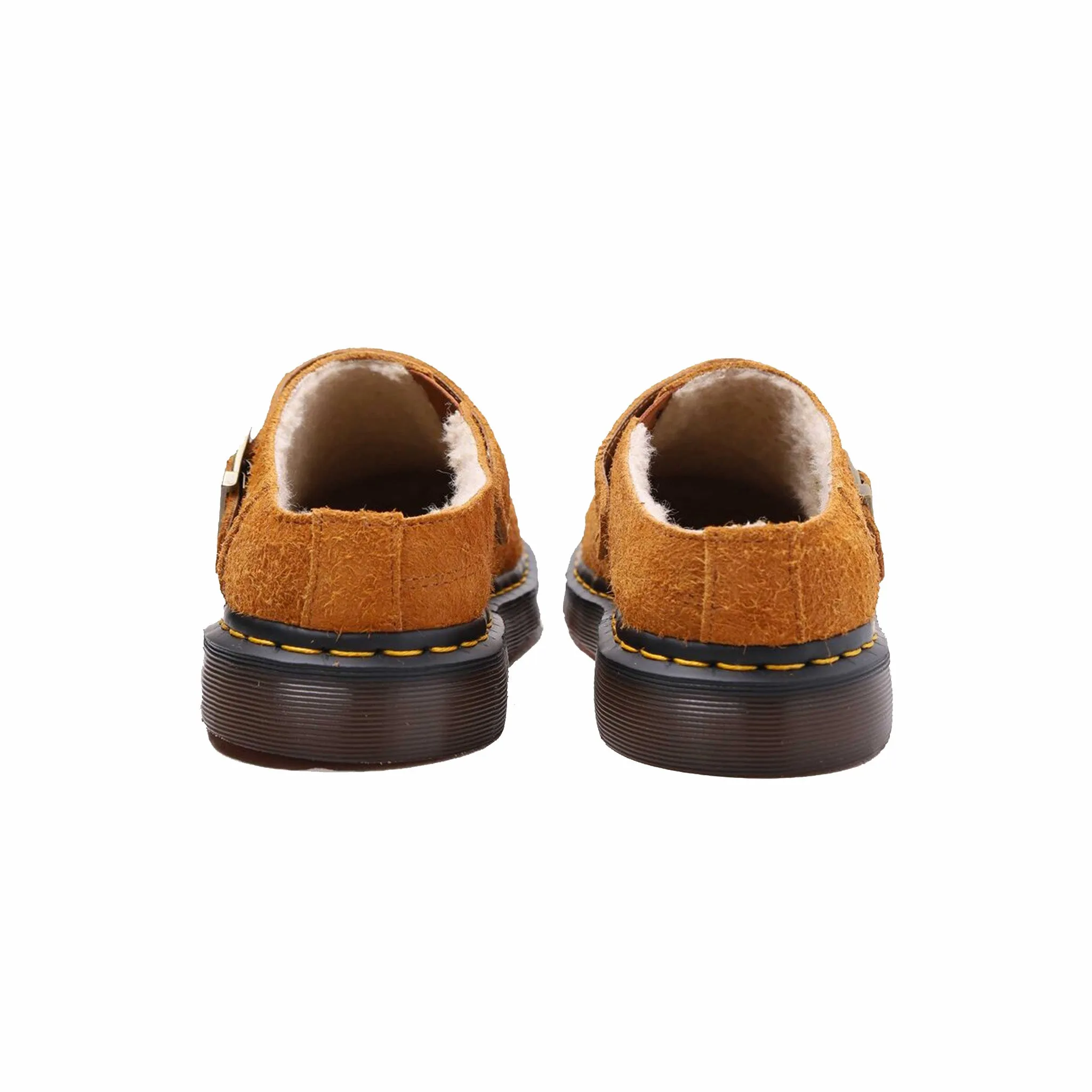 Dr. Martens Isham Long Napped Suede Clogs (Pecan Brown)