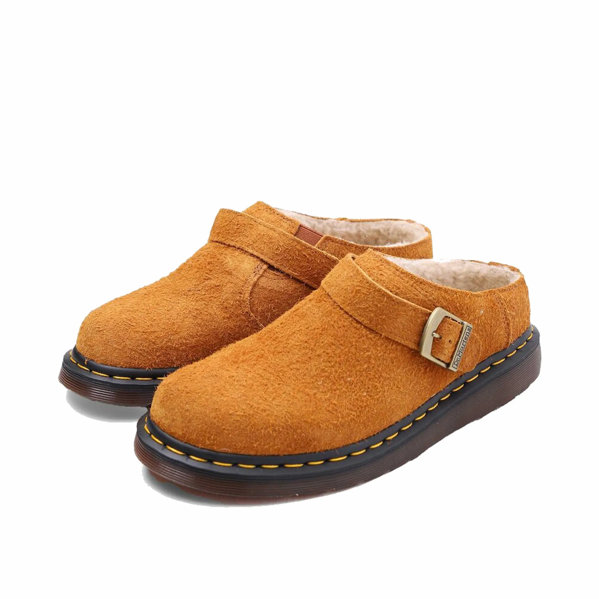 Dr. Martens Isham Long Napped Suede Clogs (Pecan Brown)