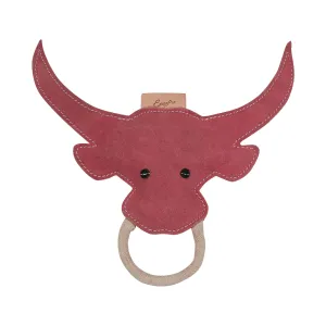 Exionpro Natural Leather Bull Dog Toy with Non Toxic Fiber Stuffing- Pink Color