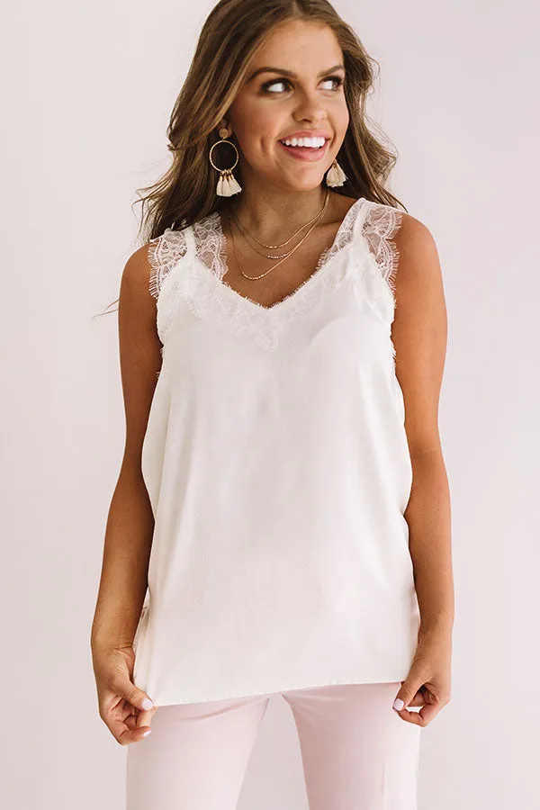 Express Yourself Lace Shift Tank in Cream