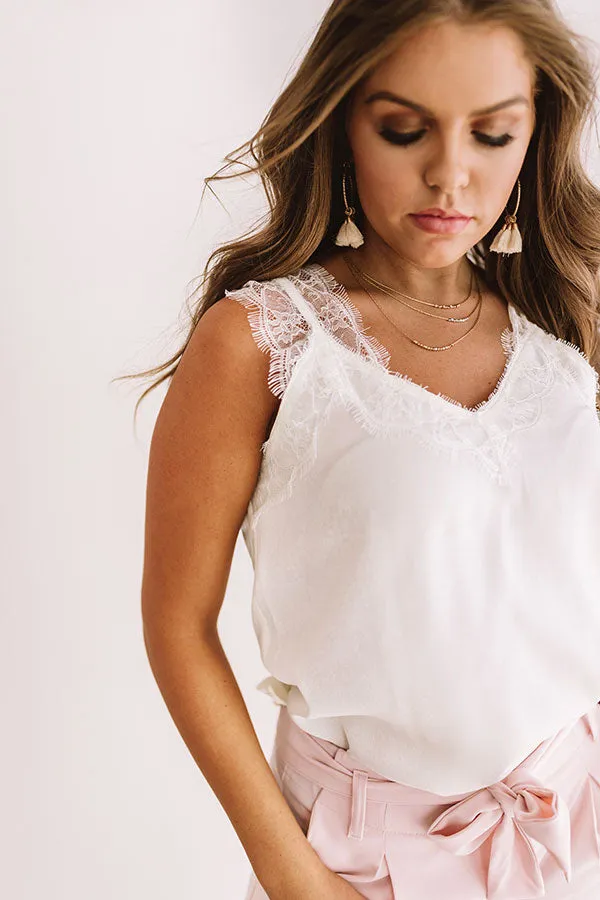 Express Yourself Lace Shift Tank in Cream