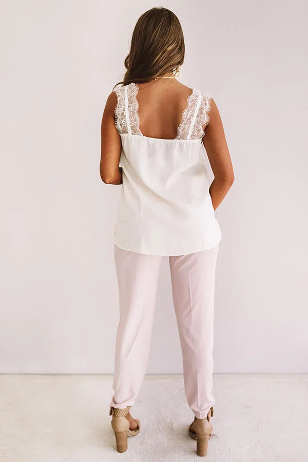 Express Yourself Lace Shift Tank in Cream