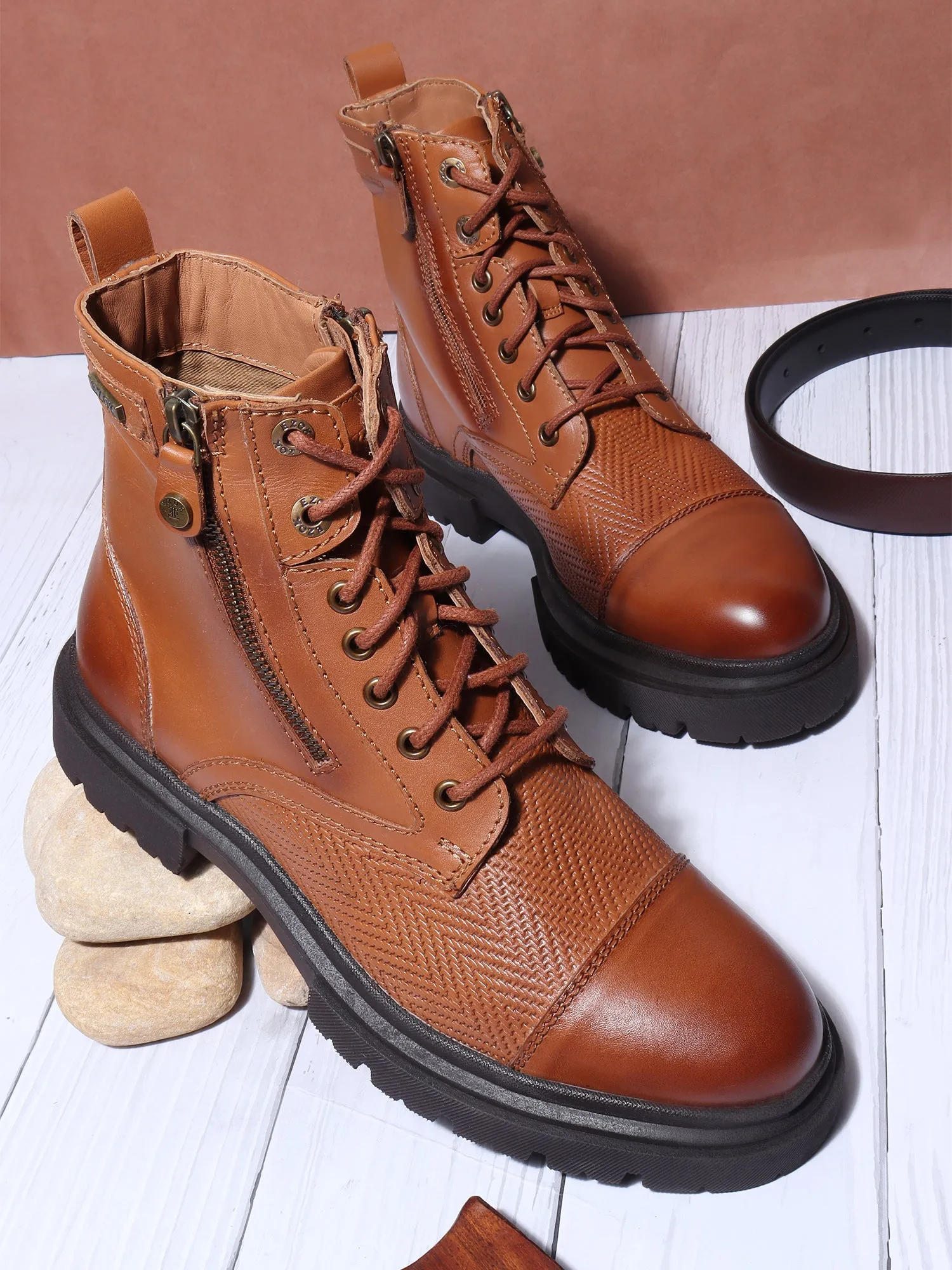 Ezok Tan Casual boot shoes for men 2501