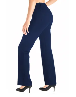 Flare Yoga Dress Pants, Back Pockets (Navy Blue)