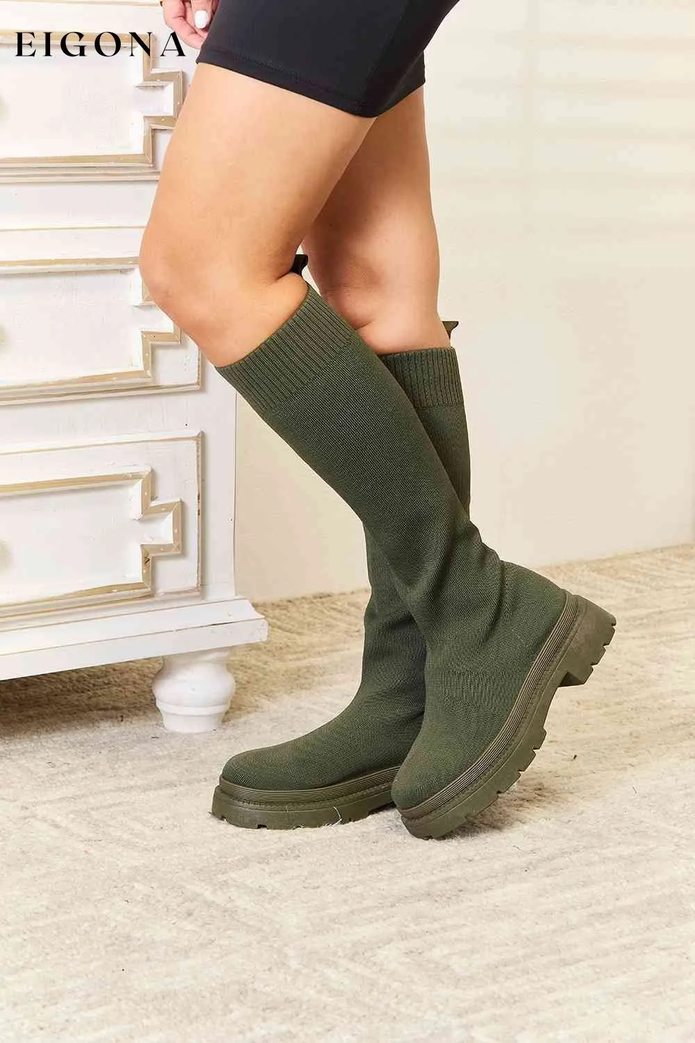 Footwear Knee High Platform Sock Boots