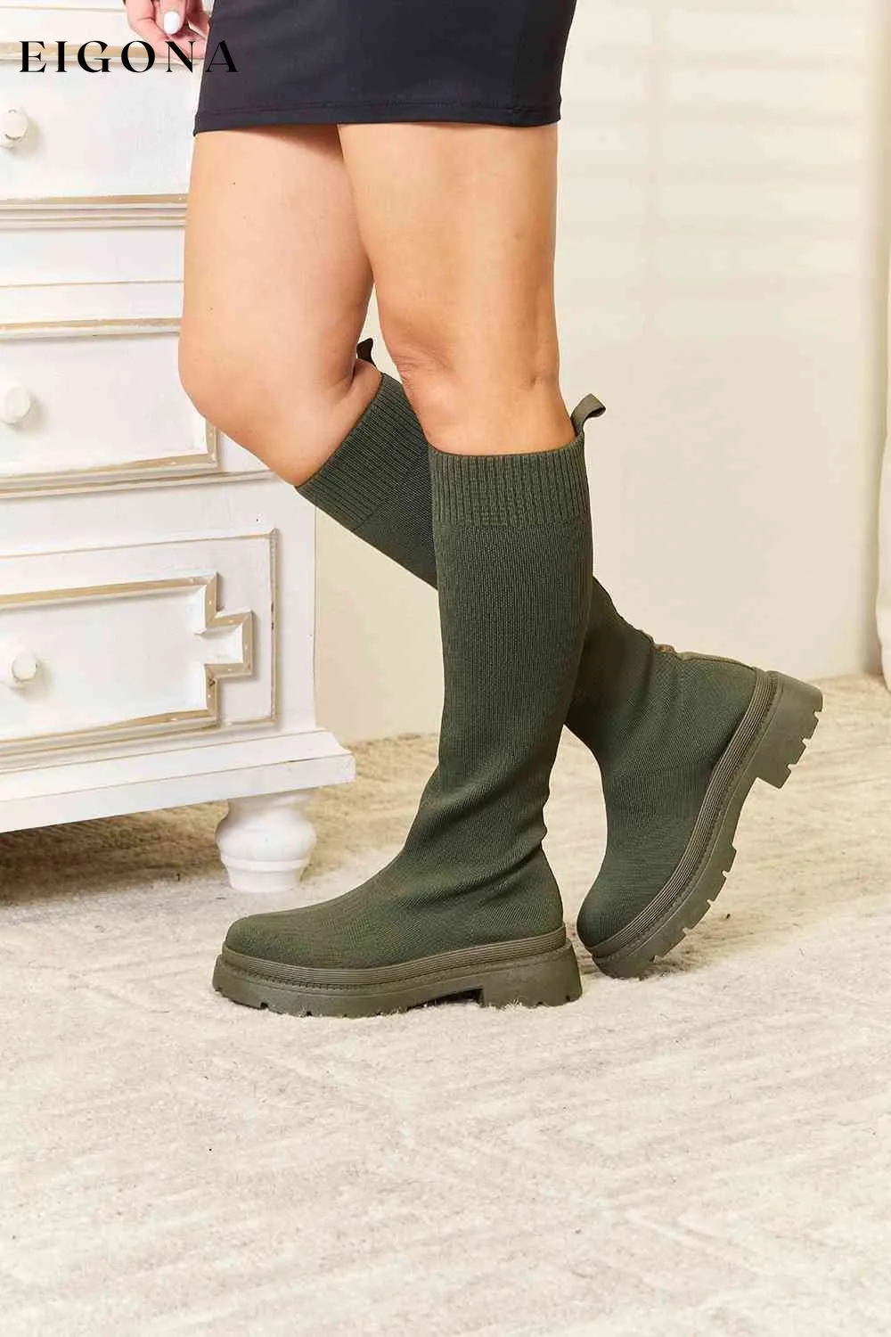 Footwear Knee High Platform Sock Boots