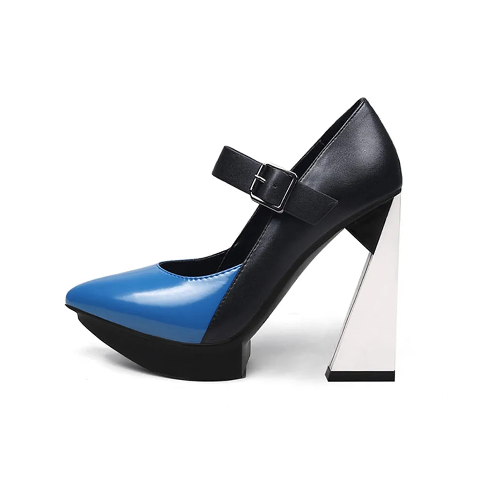 Genuine Leather Pointed Toe Mary Jane Shoes