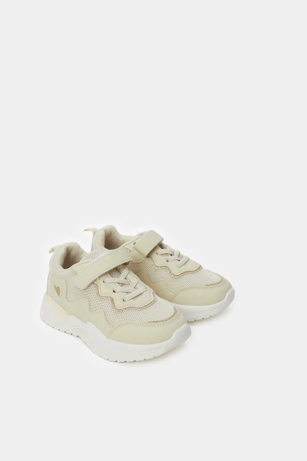 Girls Beige Mesh Trainers