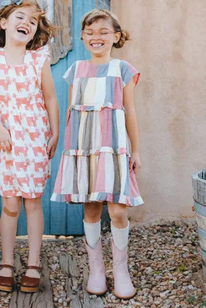 Girls Dress Pink Chicken Daphne Stripe