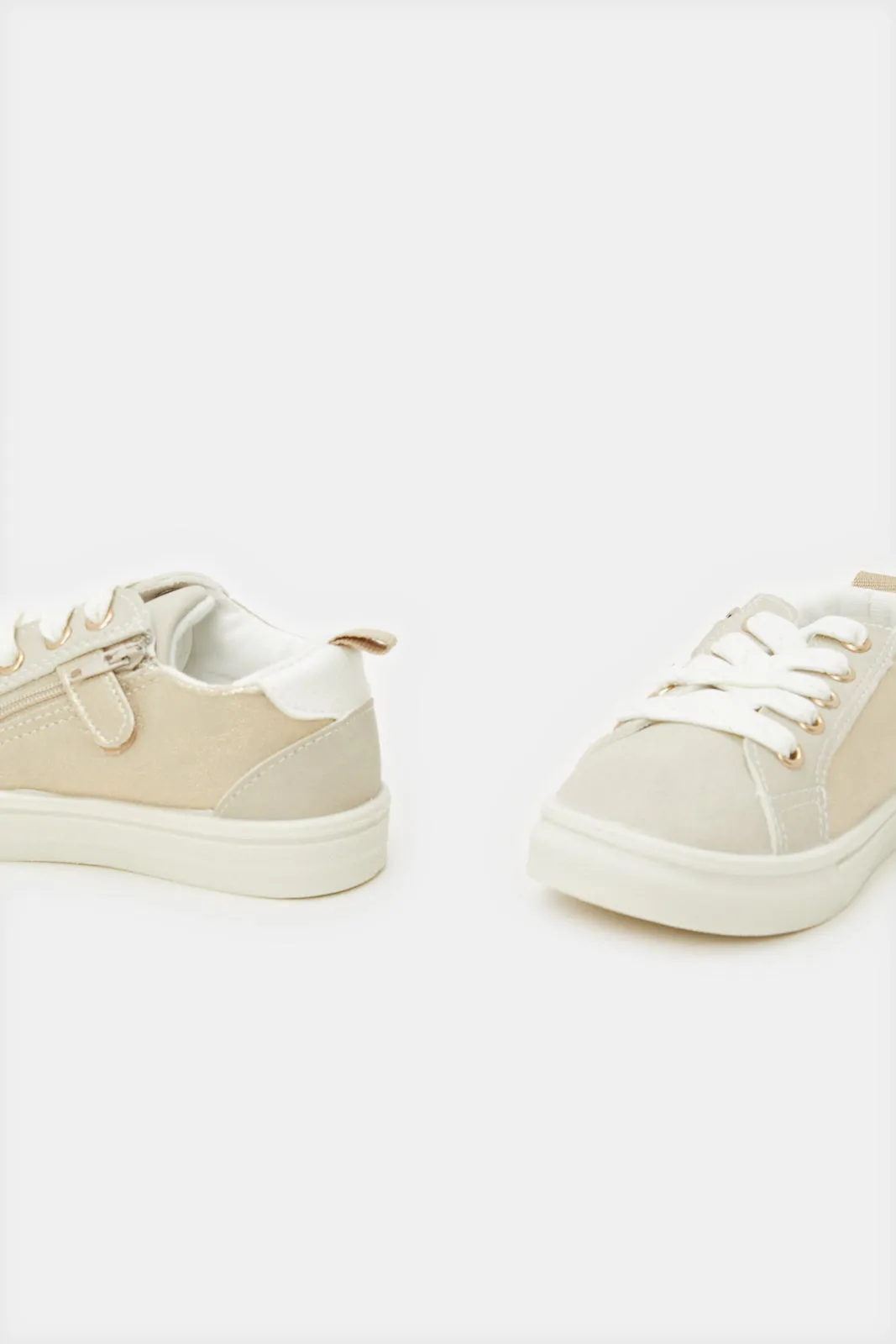 Girls Gold Lace-Up Sneaker