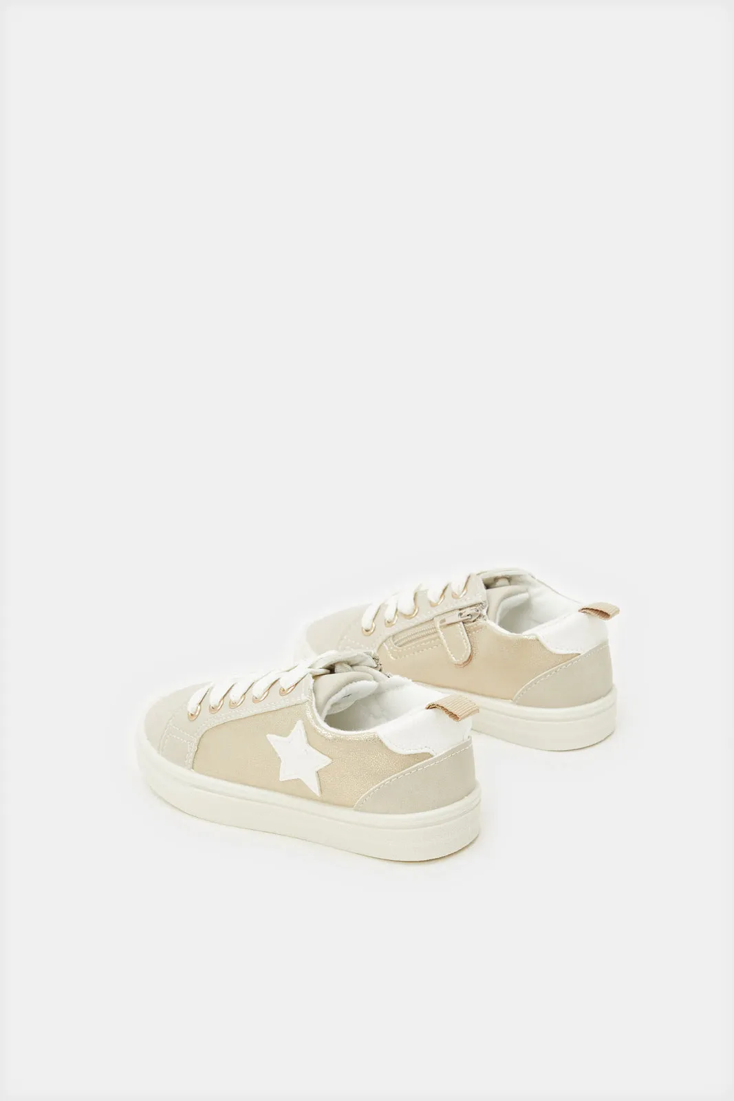 Girls Gold Lace-Up Sneaker