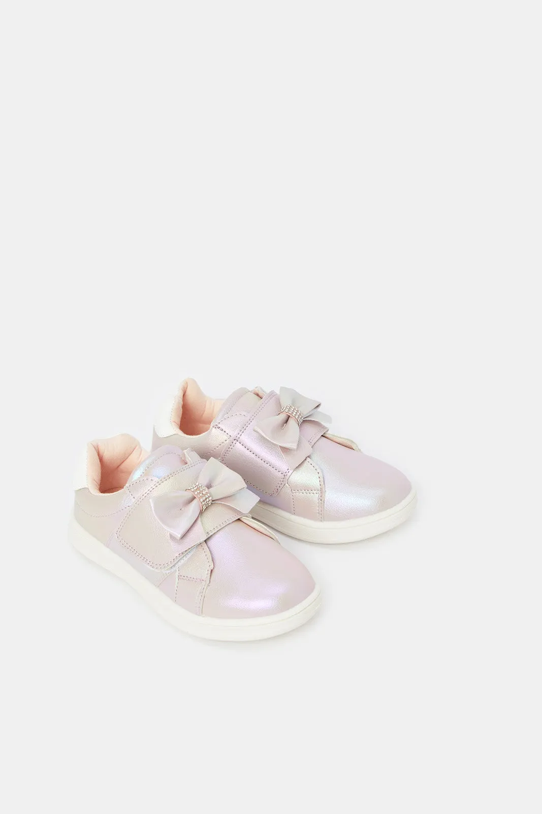 Girls Purple Bow Trim Sneaker