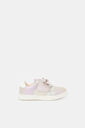 Girls Purple Bow Trim Sneaker