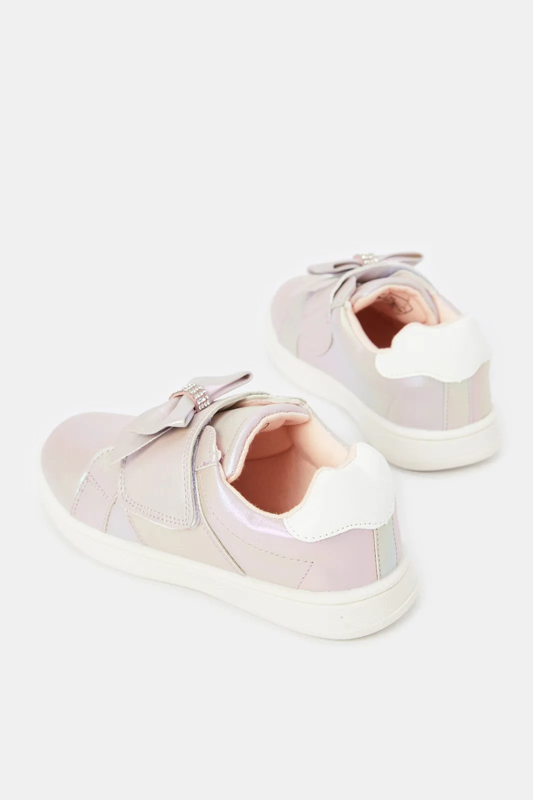 Girls Purple Bow Trim Sneaker