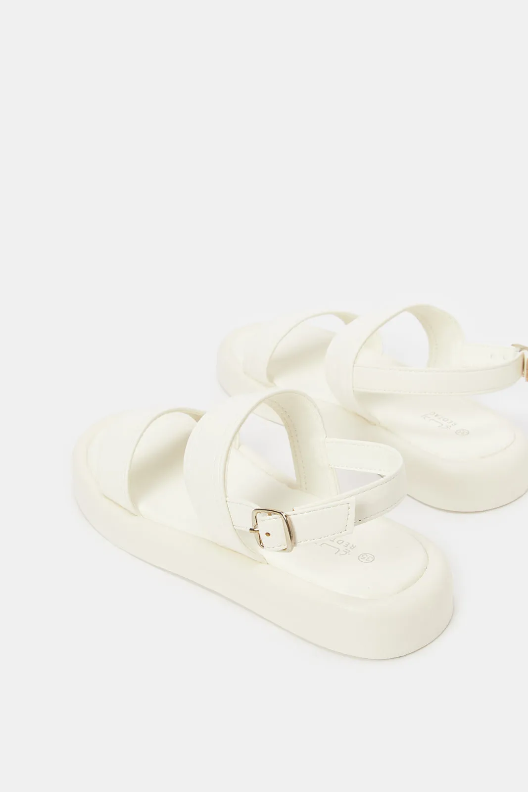 Girls White Chunky Strap Sandal