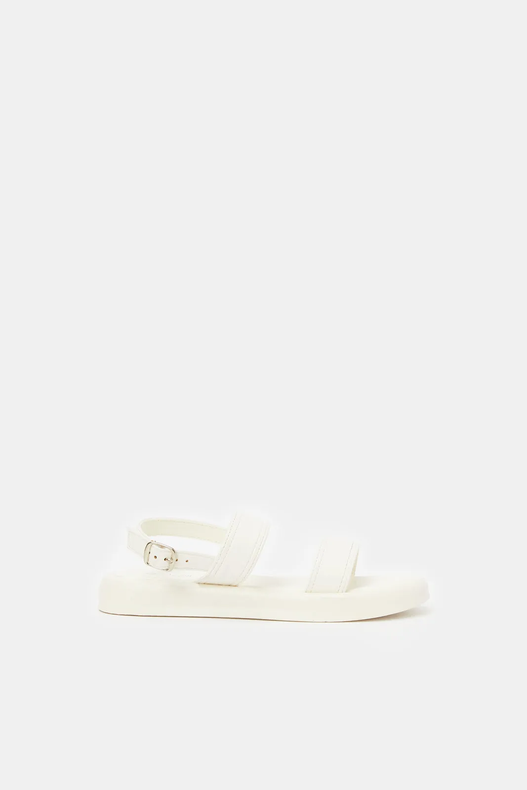 Girls White Chunky Strap Sandal