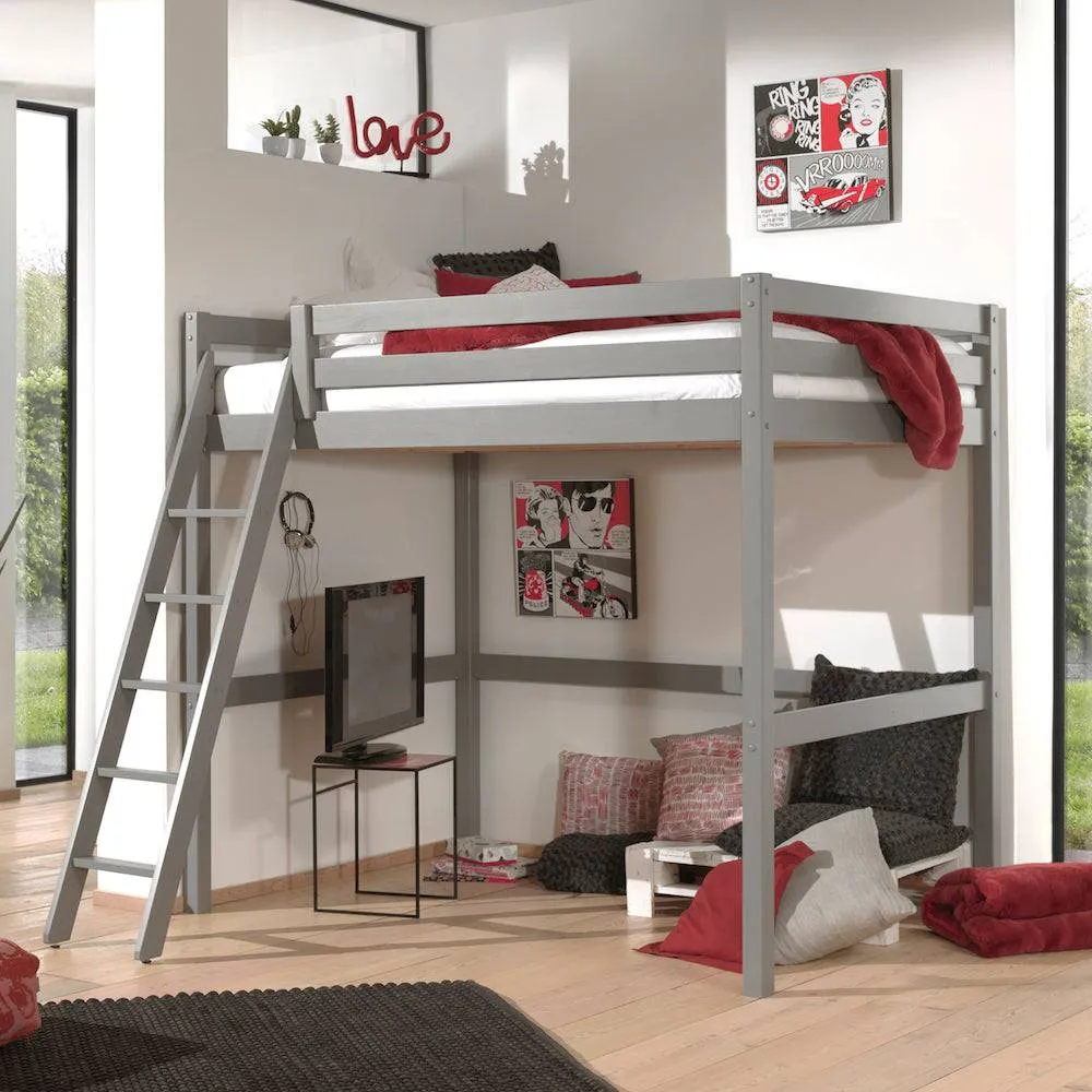 Grey 4ft6 Double High Sleeper by Vipack Pino