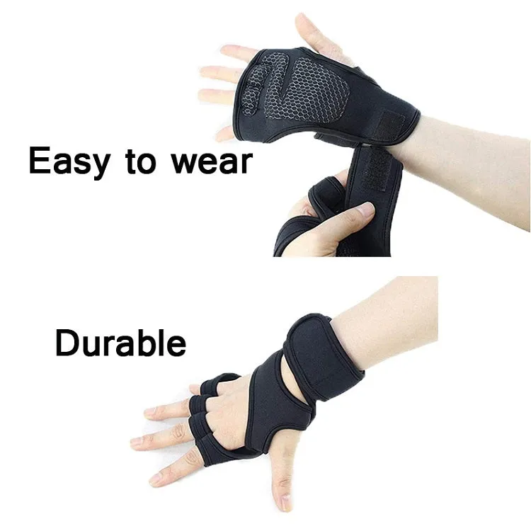 Half-Finger Sports Gloves Non-Slip Silicone Fitness Equipment Gloves Sports Compression Wristbands, Specification: M（Black）