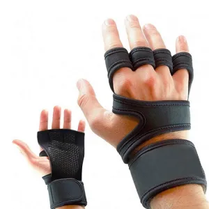 Half-Finger Sports Gloves Non-Slip Silicone Fitness Equipment Gloves Sports Compression Wristbands, Specification: M（Black）