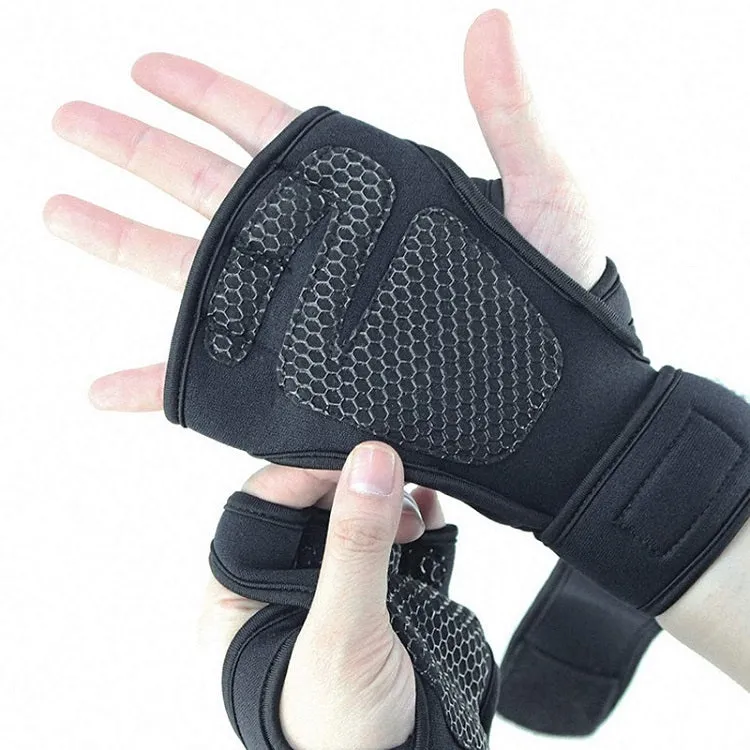 Half-Finger Sports Gloves Non-Slip Silicone Fitness Equipment Gloves Sports Compression Wristbands, Specification: M（Black）