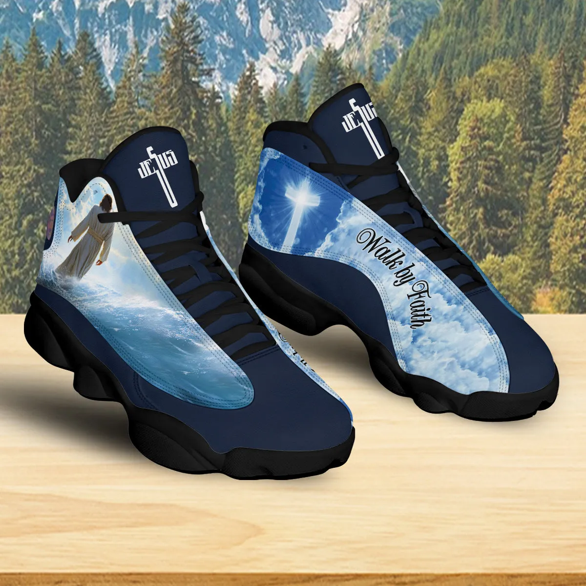 Jesus Walk By Faith J13 Shoes - Jesus Cross Shoes - Jesus Beach Mens J13 Shoes