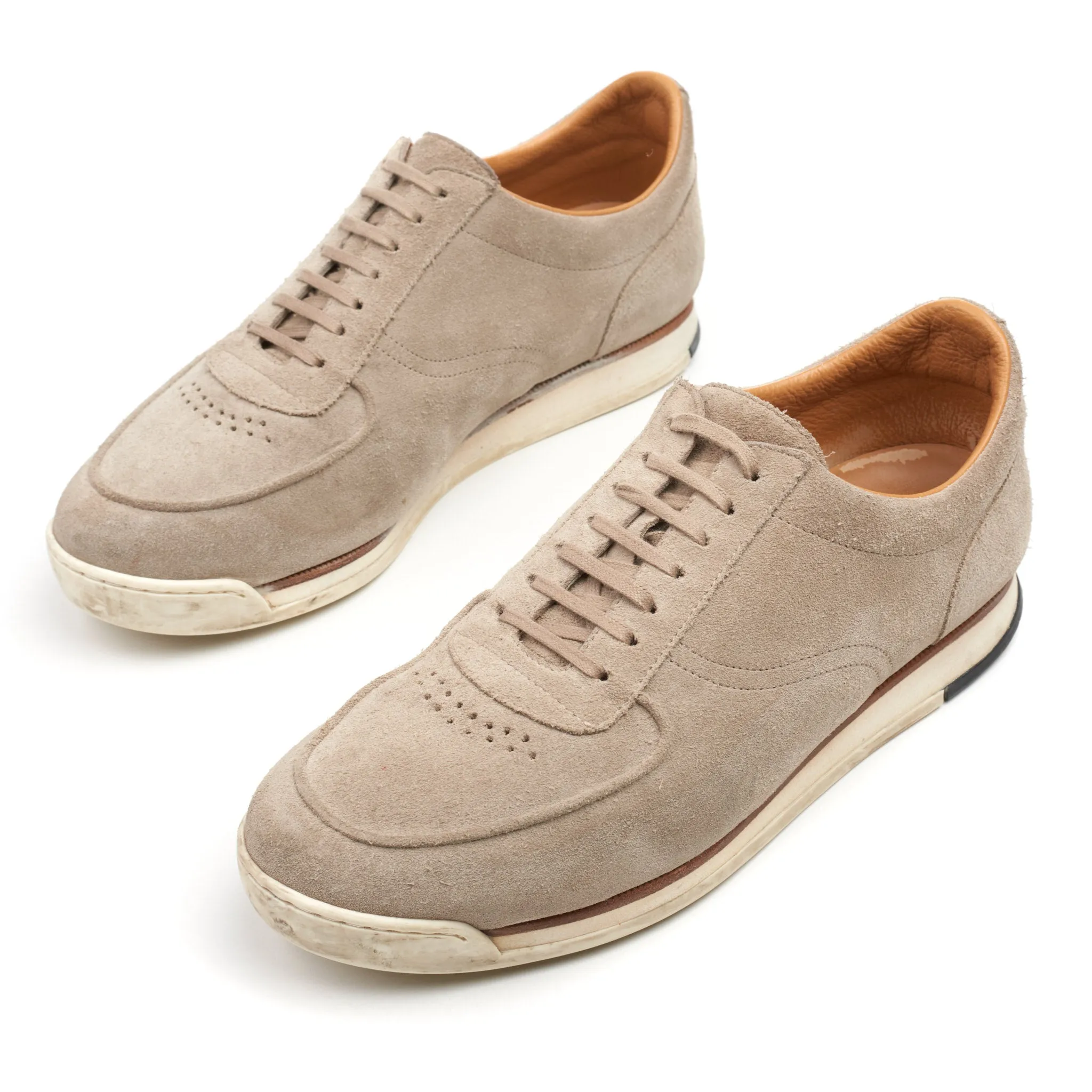 JOHN LOBB "Porth" Light Gray Suede Leather Lace-up Sneakers Shoes UK 7.5 US 8.5