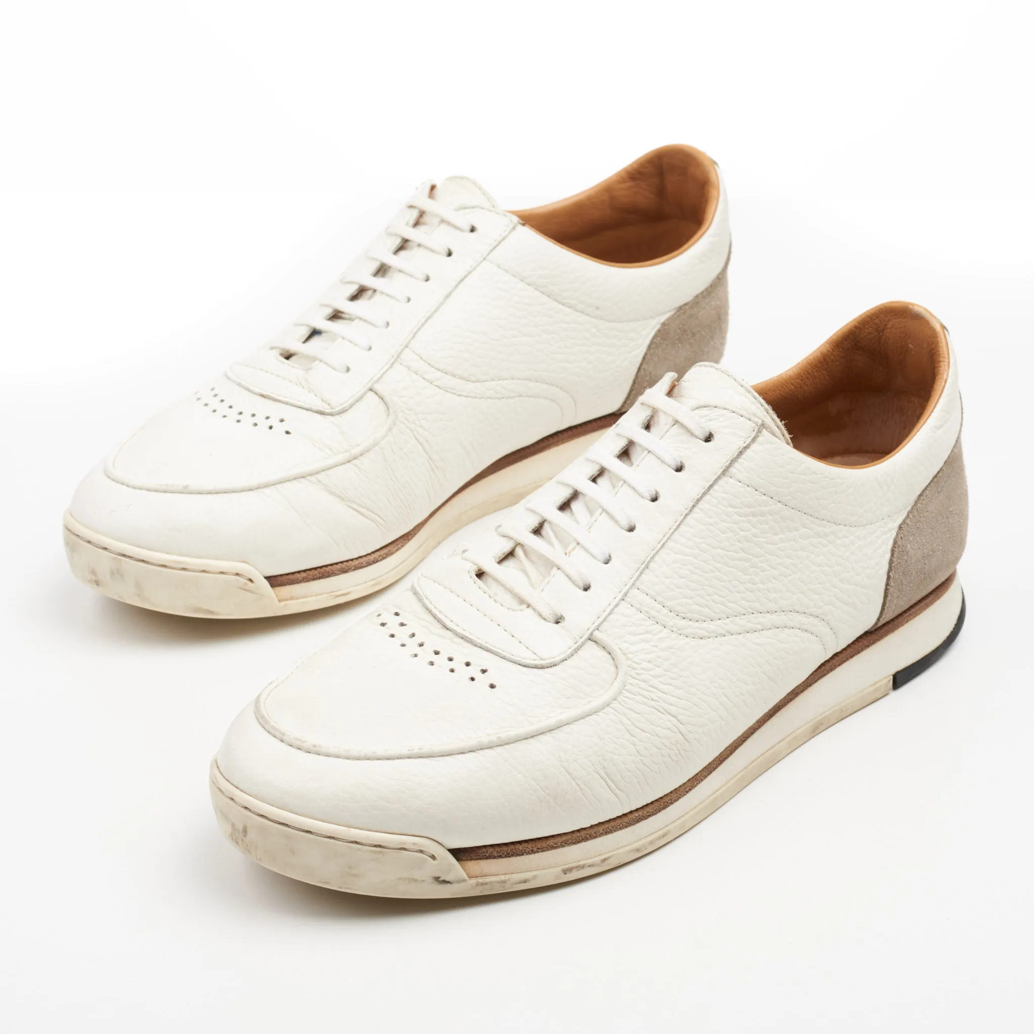 JOHN LOBB "Porth" White Full Grain Leather Lace-up Sneakers Shoes UK 7.5 US 8.5