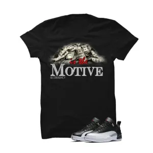 Jordan 12 Low Playoff Black T Shirt (Money Is The Motive)