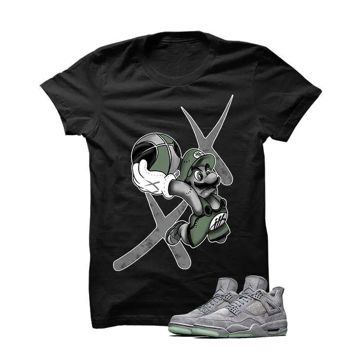 Kaws X Jordan 4 Grey Suede Black T Shirt (Mario Ball)