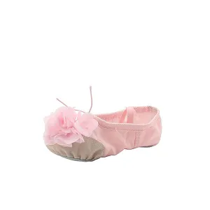 Kid Girl's Canvas Ballet Dance Yoga Slippers with Flower